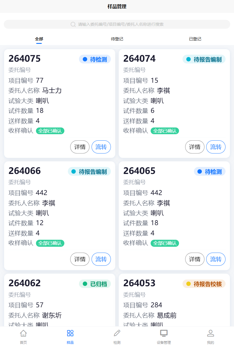 PAD 样品列表